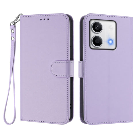 For Xiaomi Redmi Note 13 5G (China) / Xiaomi Redmi Note 13 5G Leather Case Wallet Stand Phone Cover with Wrist Strap