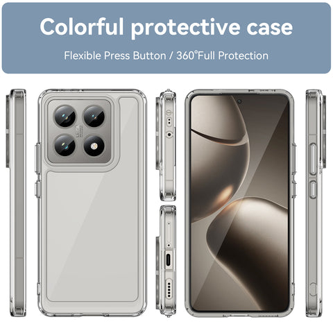 WANLONFENG For Xiaomi 14T Pro Clear Case  FM Series TPU Phone Back Cover (Big Lens Hole)