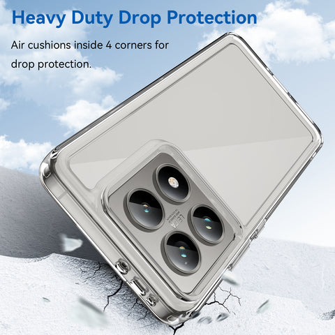 WANLONFENG For Xiaomi 14T Pro Clear Case  FM Series TPU Phone Back Cover (Big Lens Hole)
