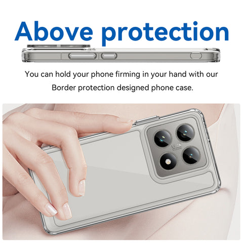 WANLONFENG For Xiaomi 14T Pro Clear Case  FM Series TPU Phone Back Cover (Big Lens Hole)