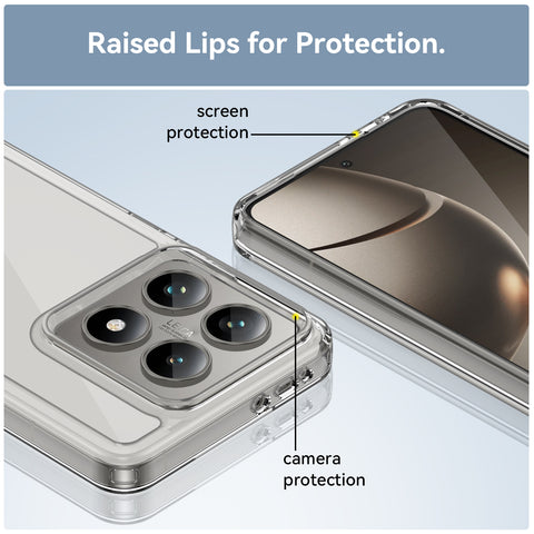 WANLONFENG For Xiaomi 14T Pro Clear Case  FM Series TPU Phone Back Cover (Big Lens Hole)