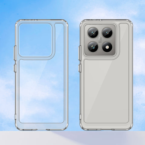 WANLONFENG For Xiaomi 14T Pro Clear Case  FM Series TPU Phone Back Cover (Big Lens Hole)