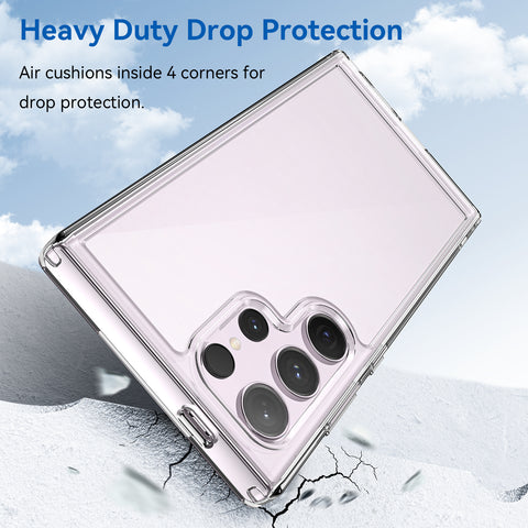 For Samsung Galaxy S23 Ultra Clear Case WANLONFENG FM Series TPU Phone Back Cover (Big Lens Hole)