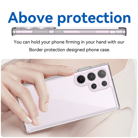 For Samsung Galaxy S23 Ultra Clear Case WANLONFENG FM Series TPU Phone Back Cover (Big Lens Hole)