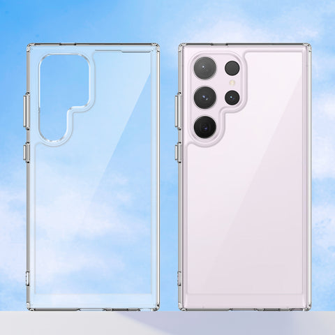 For Samsung Galaxy S23 Ultra Clear Case WANLONFENG FM Series TPU Phone Back Cover (Big Lens Hole)