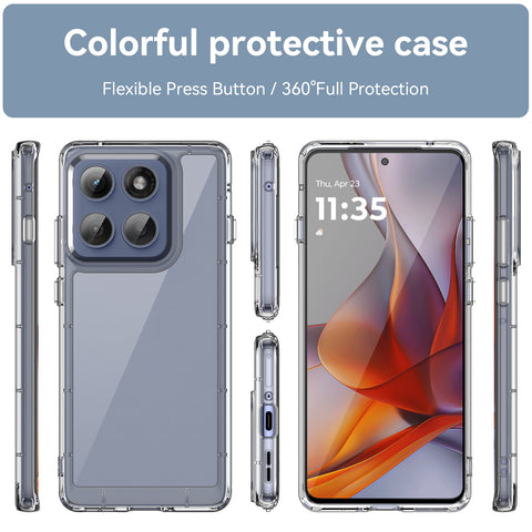 WANLONFENG For Motorola Edge 60 Pro 5G Clear Case  FM Series TPU Phone Back Cover (Big Lens Hole)