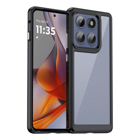 WANLONFENG For Motorola Edge 60 Pro 5G Clear Case  FM Series TPU Phone Back Cover (Big Lens Hole)