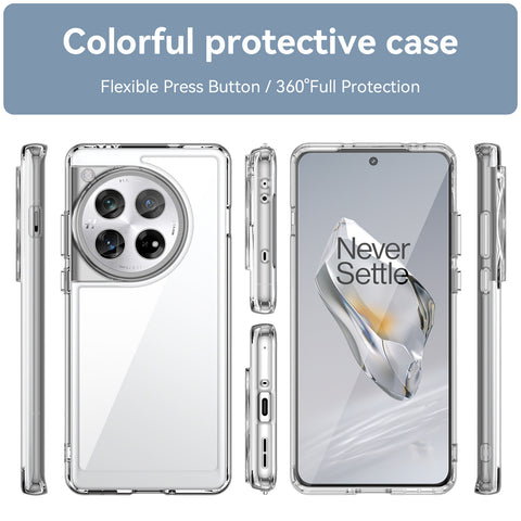 WANLONFENG For OnePlus 12 5G Clear Case  FM Series TPU Phone Back Cover (Big Lens Hole)