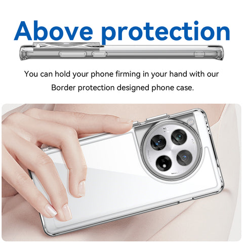 WANLONFENG For OnePlus 12 5G Clear Case  FM Series TPU Phone Back Cover (Big Lens Hole)