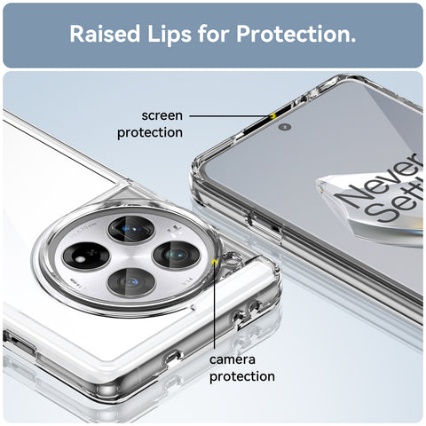 WANLONFENG For OnePlus 12 5G Clear Case  FM Series TPU Phone Back Cover (Big Lens Hole)