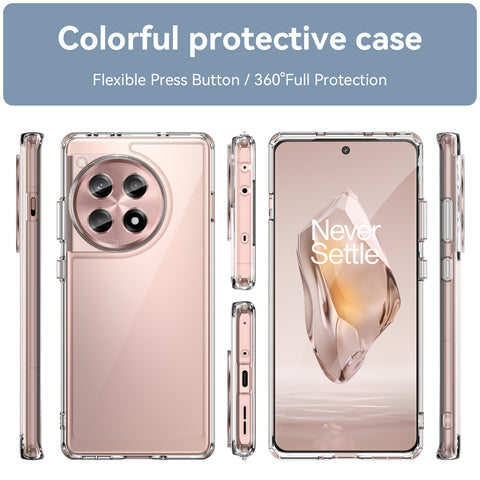 WANLONFENG For OnePlus 12R 5G Clear Case  FM Series TPU Phone Back Cover (Big Lens Hole)