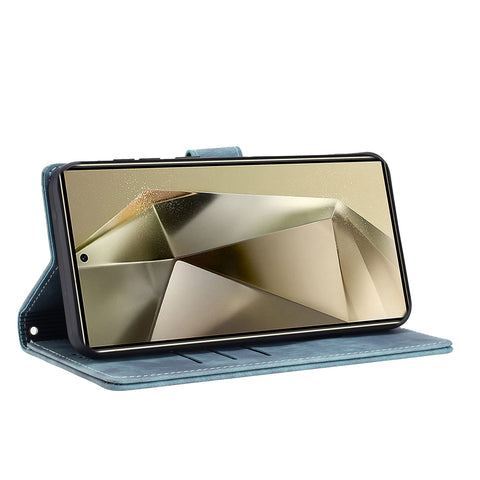 For Samsung Galaxy S23 Ultra Leather Case WANLONFENG HDM Series Mandala Imprint Wallet Stand Phone Cover