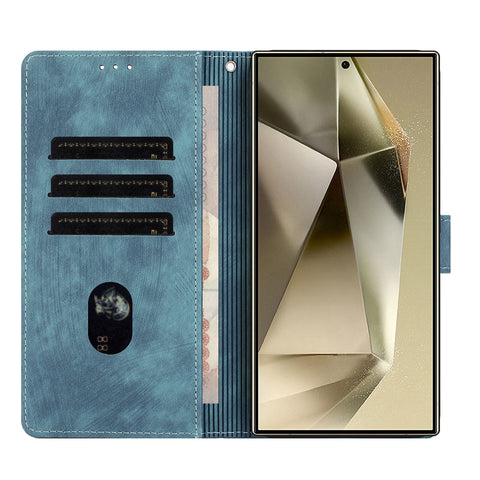 For Samsung Galaxy S23 Ultra Leather Case WANLONFENG HDM Series Mandala Imprint Wallet Stand Phone Cover