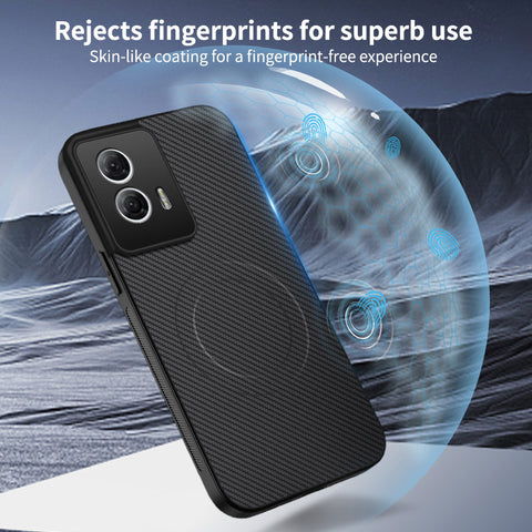 WANLONFENG For Motorola Moto G85 5G Magnetic Case  TQ Series Carbon Fiber Texture PC TPU Phone Cover