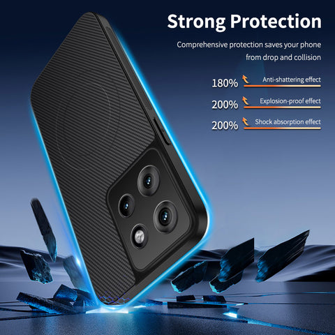 WANLONFENG For Motorola Edge 50 5G Case Magnetic Case  TQ Series Carbon Fiber Texture PC TPU Phone Cover
