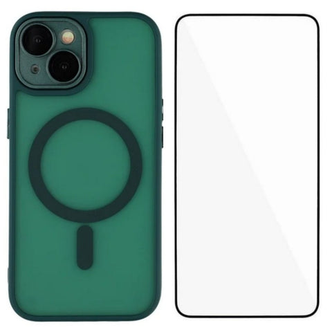 WANLONFENG For iPhone 14 Plus Case Compatible with MagSafe  QB Series PC TPU Phone Cover with Screen Film