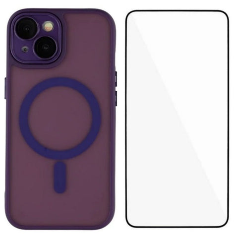 WANLONFENG For iPhone 14 Plus Case Compatible with MagSafe  QB Series PC TPU Phone Cover with Screen Film