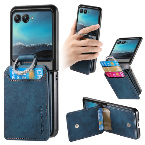 For Motorola Razr 40 Ultra 5G Case Card Holder Kickstand Retro Texture Leather Back Cover