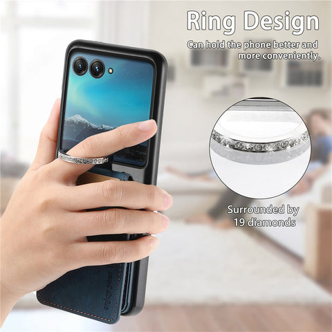 For Motorola Razr 40 Ultra 5G Case Card Holder Kickstand Retro Texture Leather Back Cover