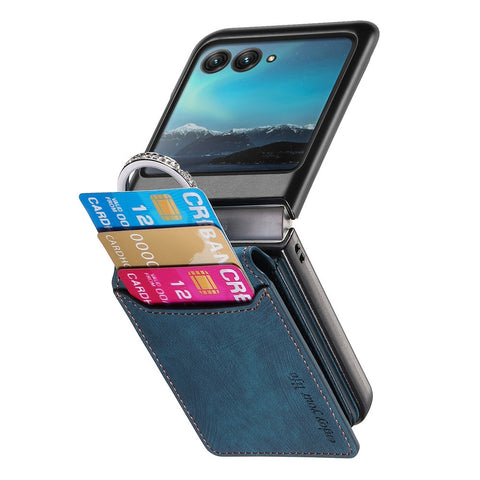 For Motorola Razr 40 Ultra 5G Case Card Holder Kickstand Retro Texture Leather Back Cover