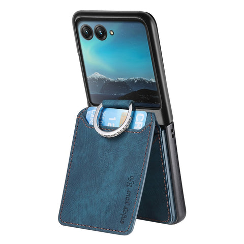 For Motorola Razr 40 Ultra 5G Case Card Holder Kickstand Retro Texture Leather Back Cover