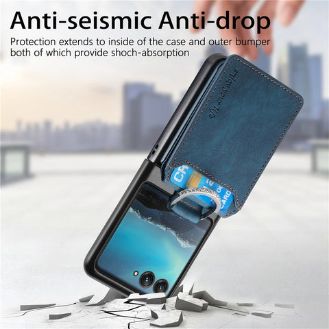 For Motorola Razr 40 Ultra 5G Case Card Holder Kickstand Retro Texture Leather Back Cover