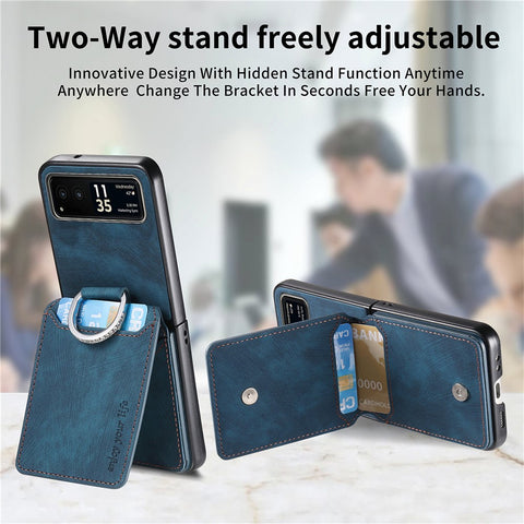 For Motorola Razr 40 5G Case Card Holder Kickstand Retro Texture Leather Back Cover