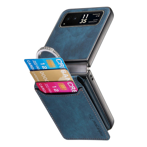 For Motorola Razr 40 5G Case Card Holder Kickstand Retro Texture Leather Back Cover