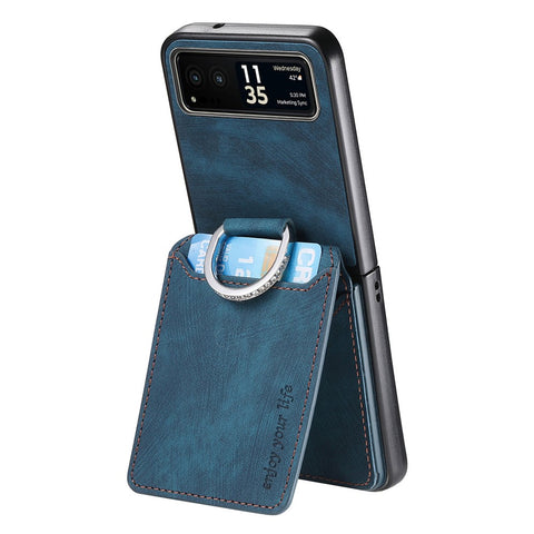 For Motorola Razr 40 5G Case Card Holder Kickstand Retro Texture Leather Back Cover