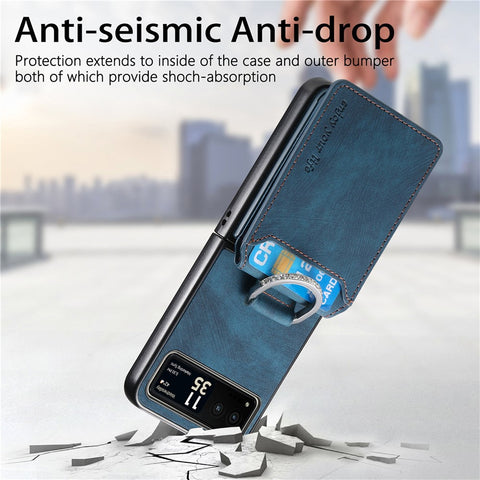 For Motorola Razr 40 5G Case Card Holder Kickstand Retro Texture Leather Back Cover