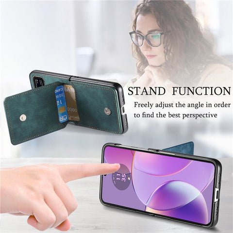 For Motorola Razr 40 5G Case Card Holder Kickstand Retro Texture Leather Back Cover