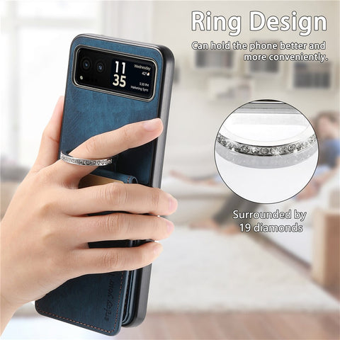 For Motorola Razr 40 5G Case Card Holder Kickstand Retro Texture Leather Back Cover