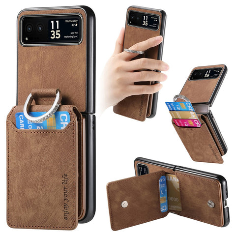 For Motorola Razr 40 5G Case Card Holder Kickstand Retro Texture Leather Back Cover