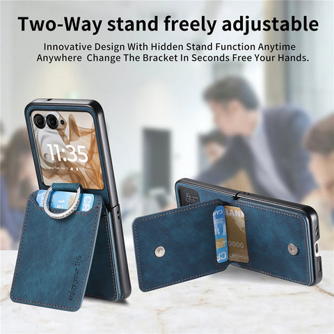 Card Holder Case for Motorola Razr 70 / 60 / 50 5G / Razr 2026 / 2025 / 2024 Kickstand Retro Texture Leather Back Cover