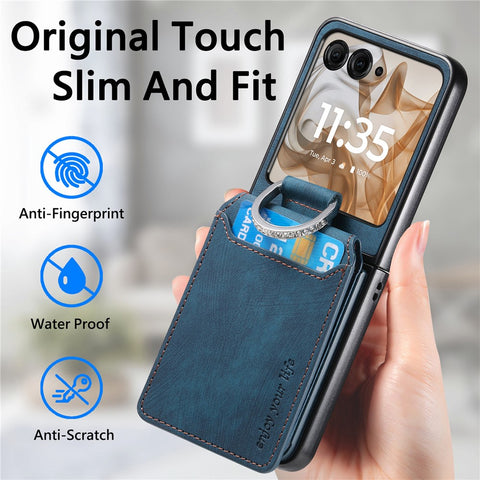 Card Holder Case for Motorola Razr 70 / 60 / 50 5G / Razr 2026 / 2025 / 2024 Kickstand Retro Texture Leather Back Cover