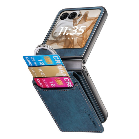 Card Holder Case for Motorola Razr 70 / 60 / 50 5G / Razr 2026 / 2025 / 2024 Kickstand Retro Texture Leather Back Cover