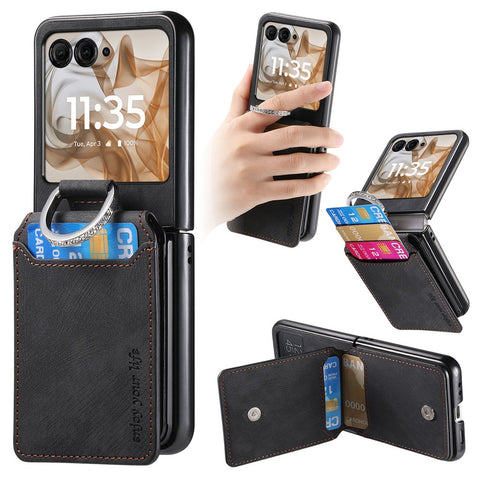 Card Holder Case for Motorola Razr 70 / 60 / 50 5G / Razr 2026 / 2025 / 2024 Kickstand Retro Texture Leather Back Cover
