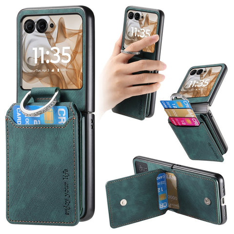 Card Holder Case for Motorola Razr 70 / 60 / 50 5G / Razr 2026 / 2025 / 2024 Kickstand Retro Texture Leather Back Cover