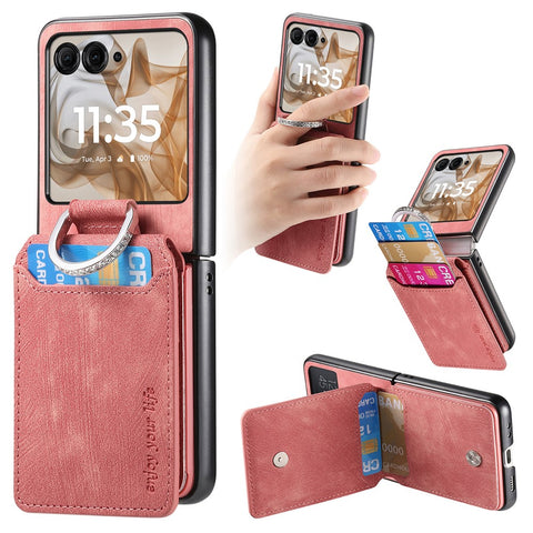 Card Holder Case for Motorola Razr 70 / 60 / 50 5G / Razr 2026 / 2025 / 2024 Kickstand Retro Texture Leather Back Cover