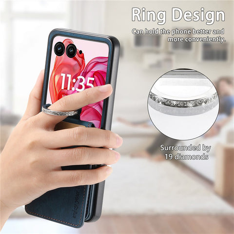 For Motorola Razr 50 Ultra 5G Case Card Holder Kickstand Retro Texture Leather Back Cover
