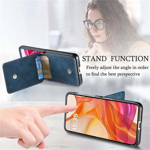 For Motorola Razr 50 Ultra 5G Case Card Holder Kickstand Retro Texture Leather Back Cover