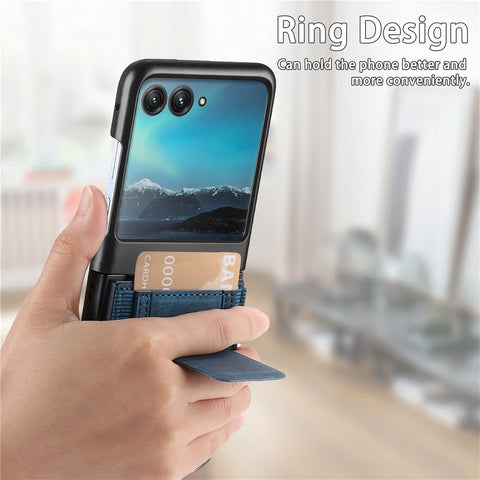 For Motorola Razr 40 Ultra 5G Case Kickstand Retro Leather Back Cover with Card Holder