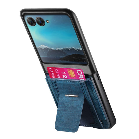 For Motorola Razr 40 Ultra 5G Case Kickstand Retro Leather Back Cover with Card Holder