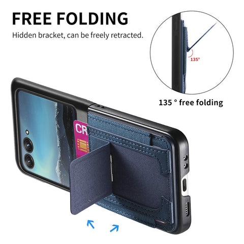 For Motorola Razr 40 Ultra 5G Case Kickstand Retro Leather Back Cover with Card Holder