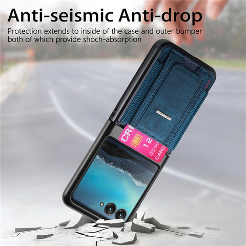 For Motorola Razr 40 Ultra 5G Case Kickstand Retro Leather Back Cover with Card Holder