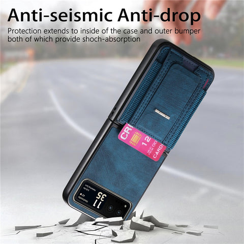 For Motorola Razr 40 5G Case Kickstand Retro Leather Back Cover with Card Holder
