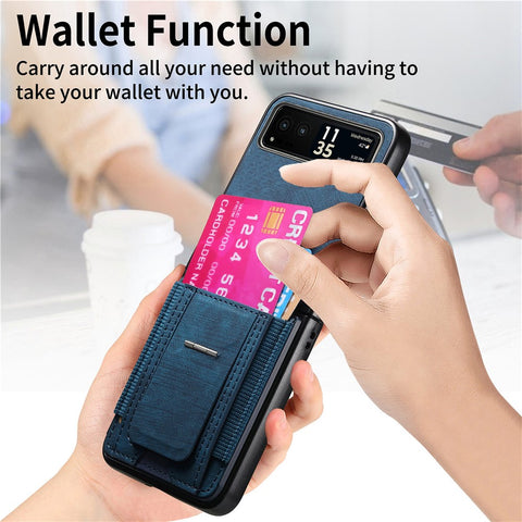 For Motorola Razr 40 5G Case Kickstand Retro Leather Back Cover with Card Holder