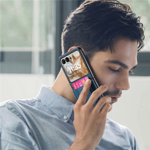 Kickstand Case for Motorola Razr 70 / 60 / 50 5G / Razr 2026 / 2025 / 2024 Retro Leather Back Cover with Card Holder