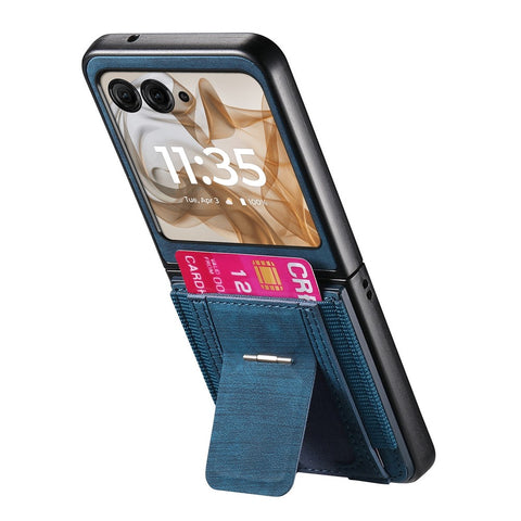 Kickstand Case for Motorola Razr 70 / 60 / 50 5G / Razr 2026 / 2025 / 2024 Retro Leather Back Cover with Card Holder