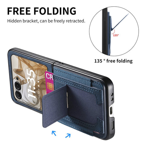 Kickstand Case for Motorola Razr 70 / 60 / 50 5G / Razr 2026 / 2025 / 2024 Retro Leather Back Cover with Card Holder